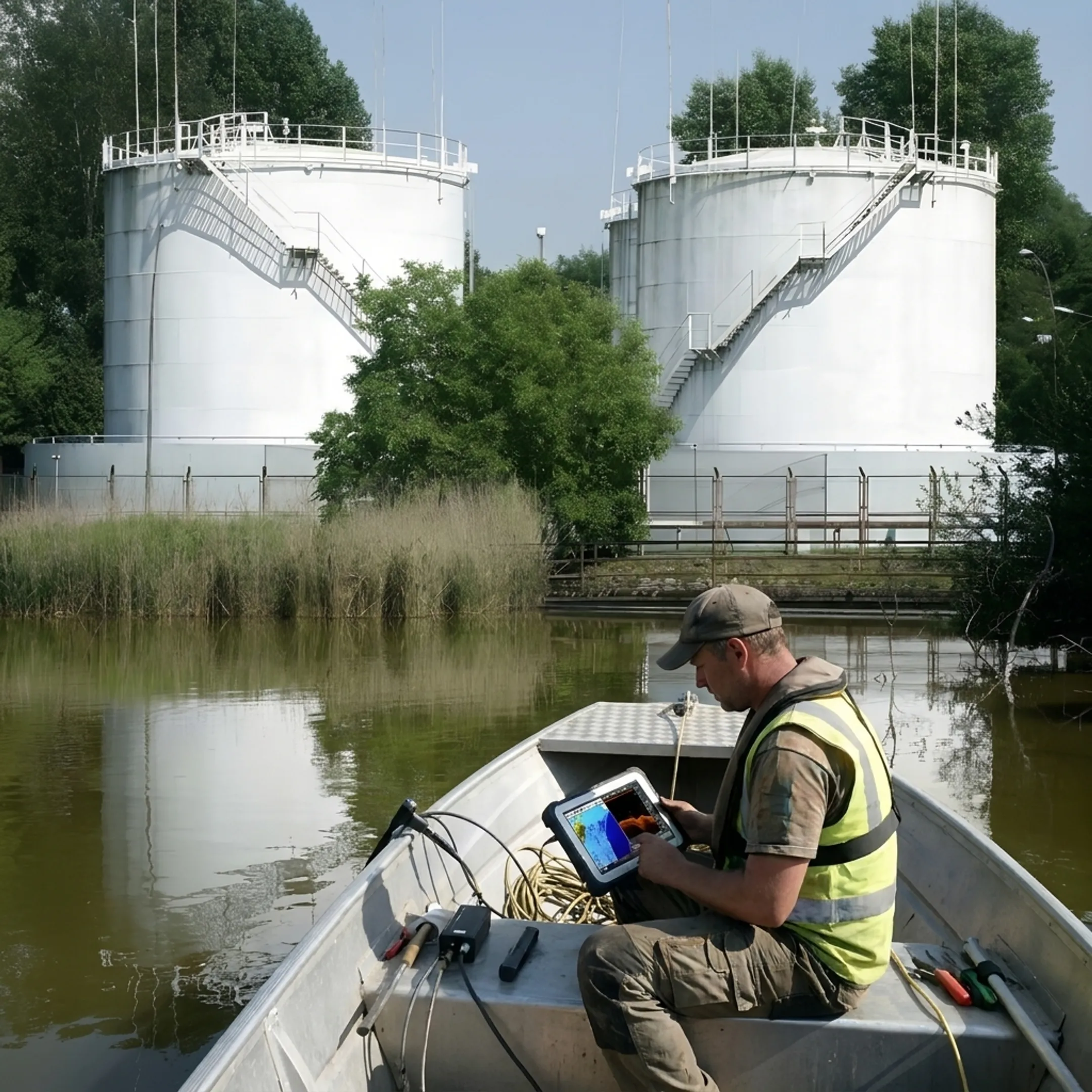 Sonar survey of a retention pond