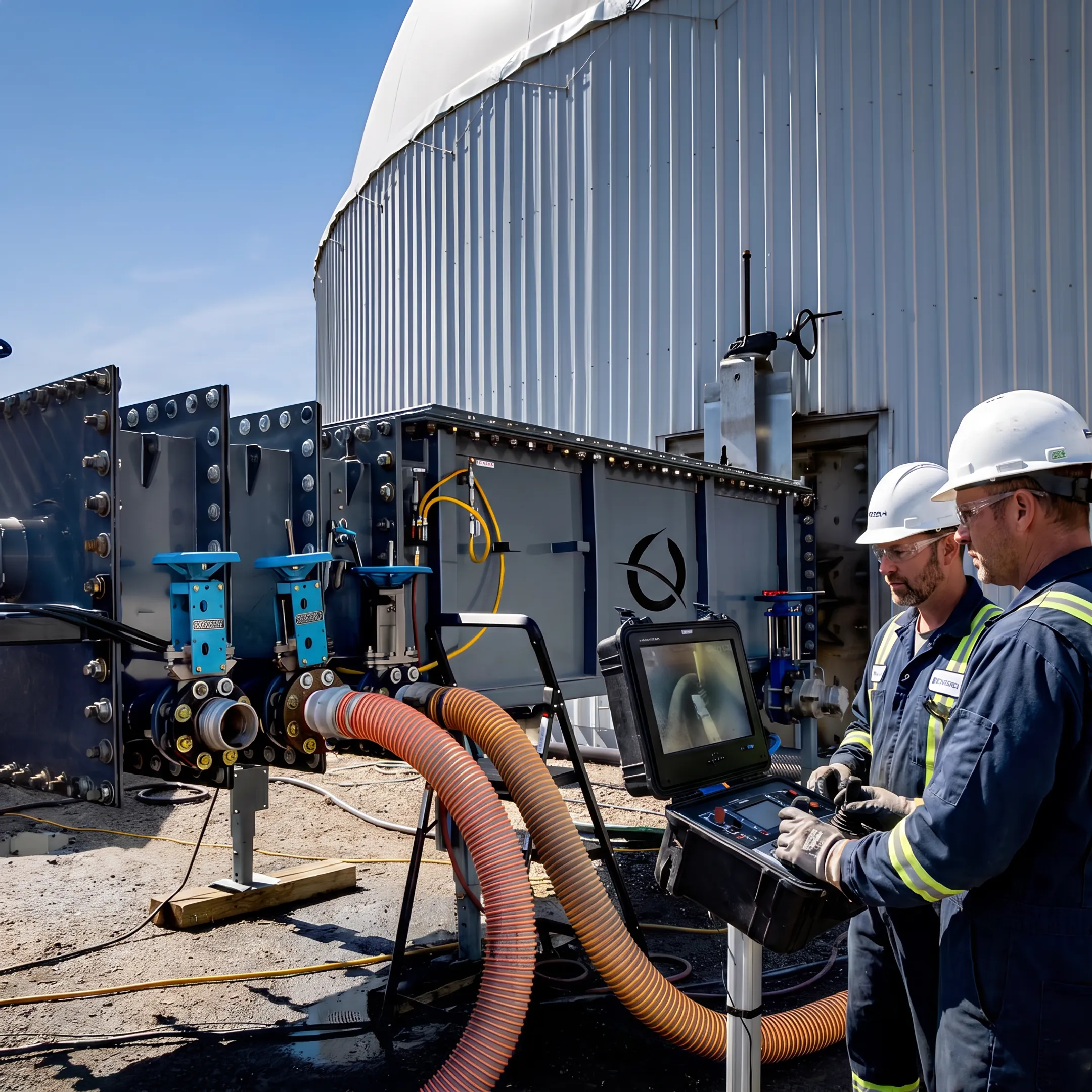 Robotic cleaning equipment at a wastewater treatment tank