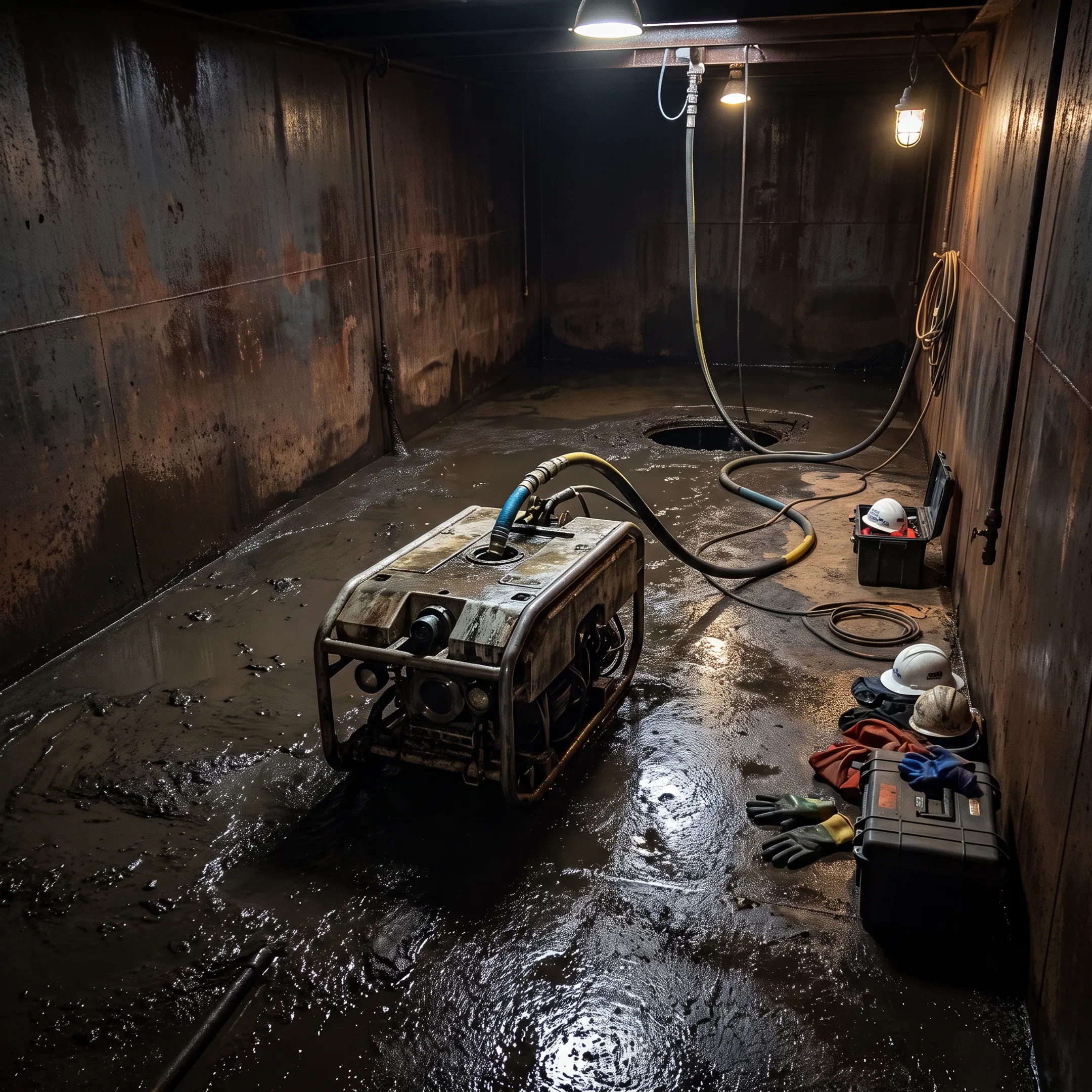 Robotic system cleaning an industrial frac tank
