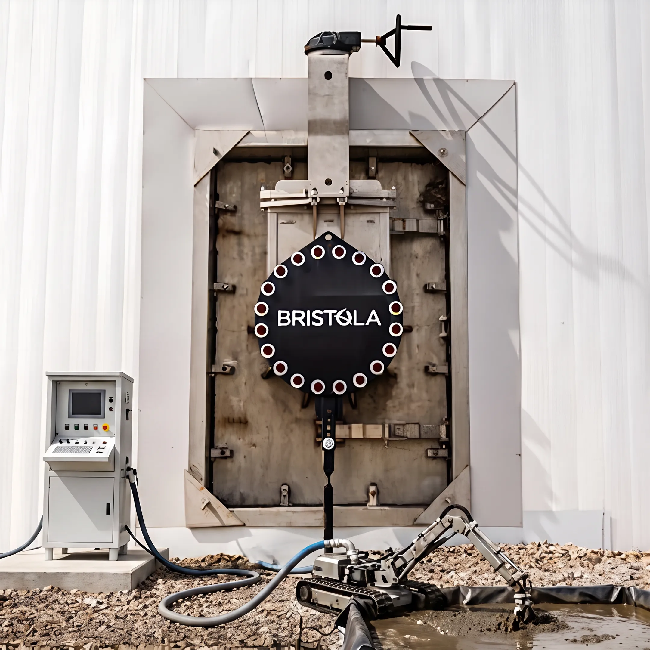 Remote-operated robot cleaning an industrial storage tank