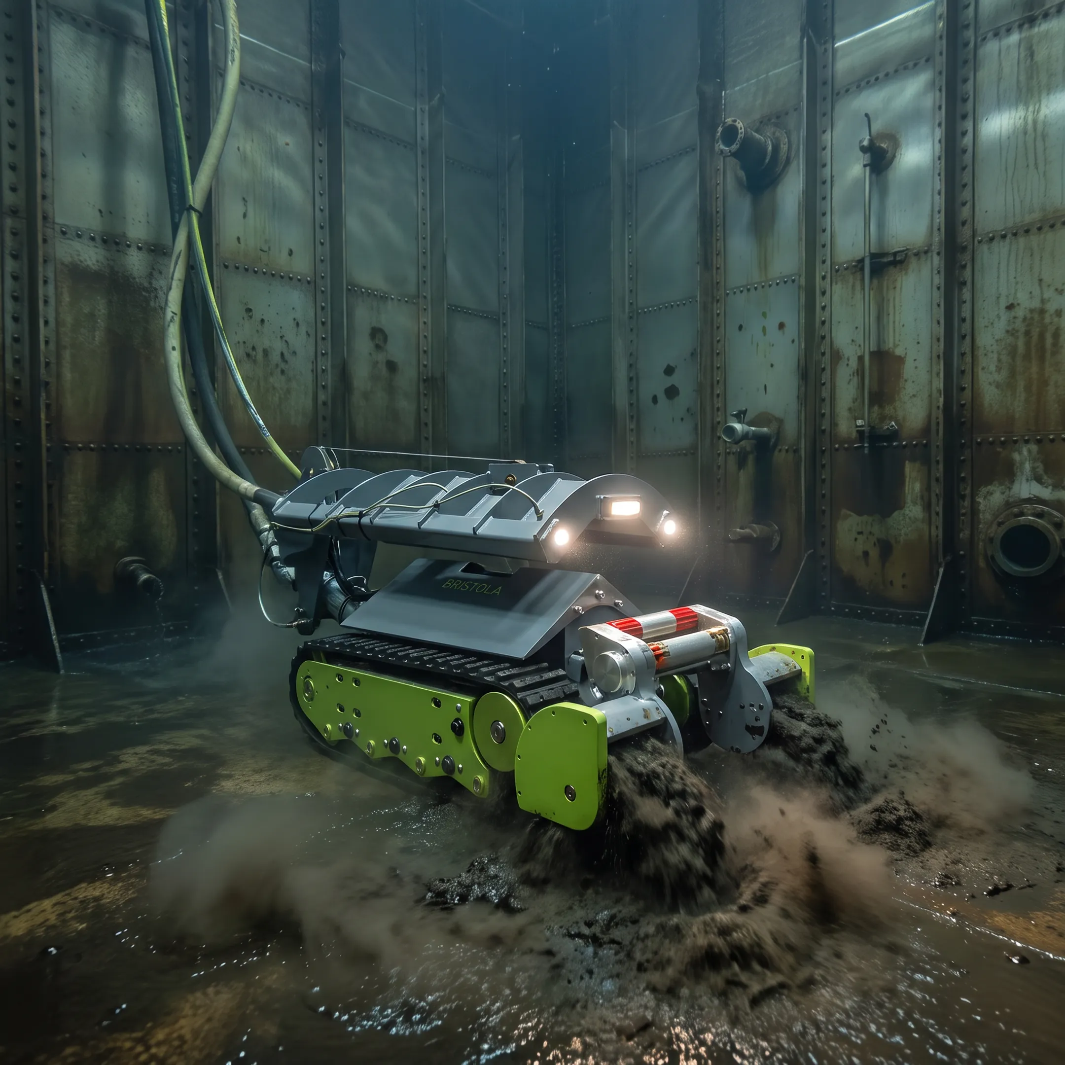 Robotic system cleaning a marine fuel tank