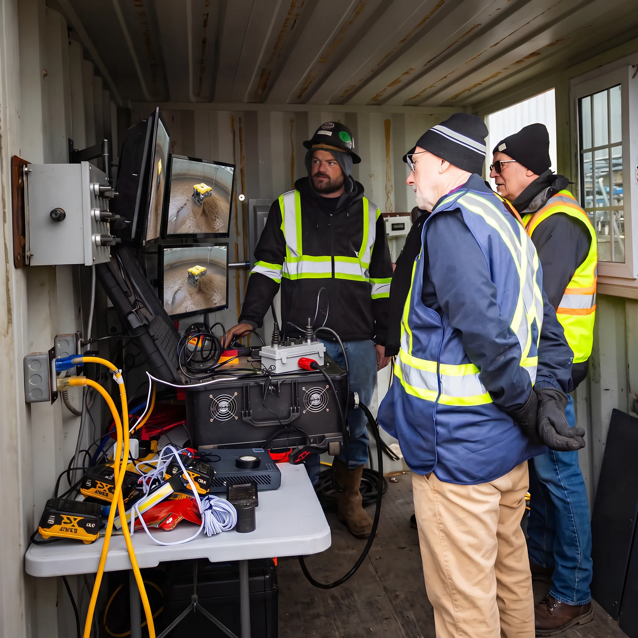 Robotic cleaning equipment servicing an anaerobic digester