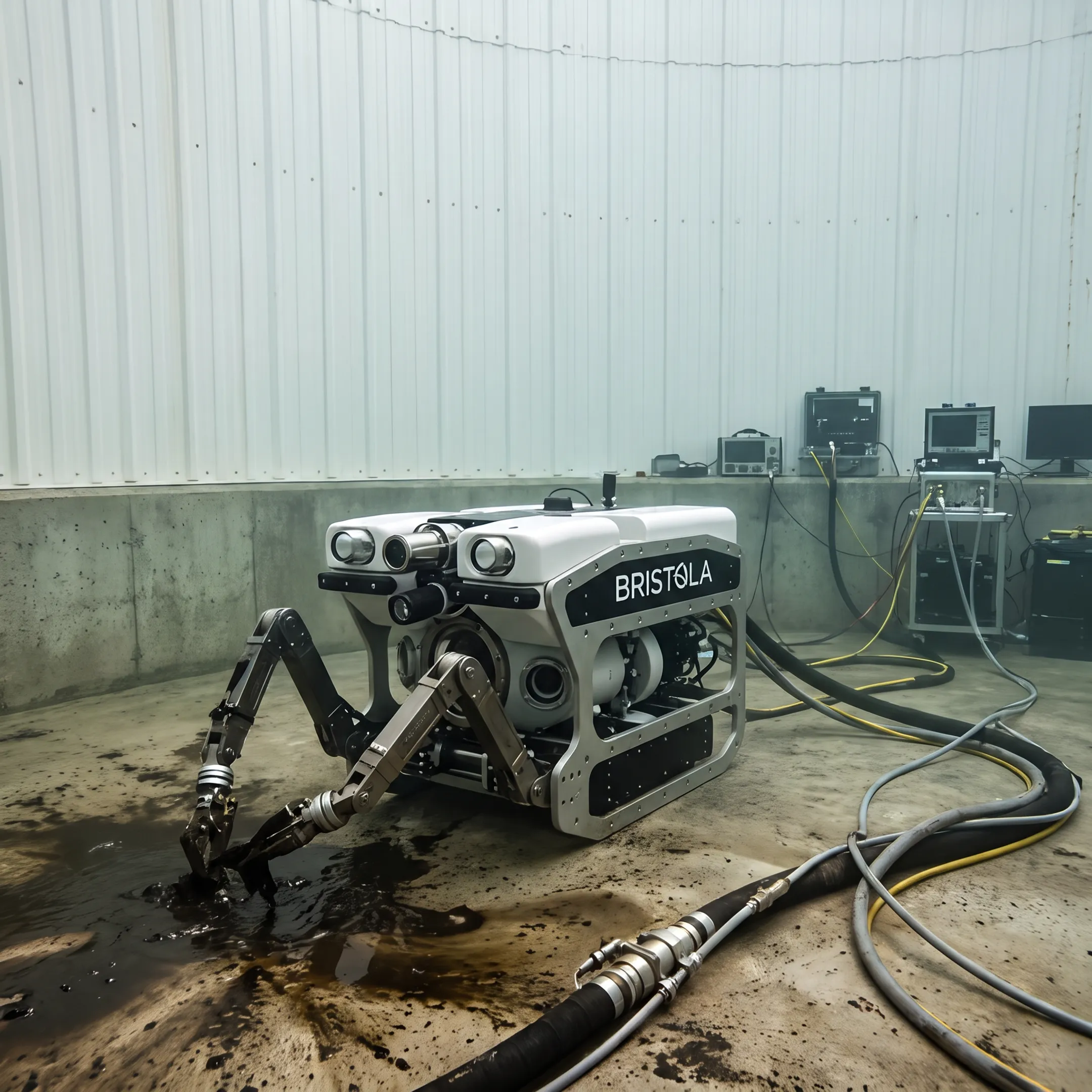 Robotic system cleaning an industrial oil tank