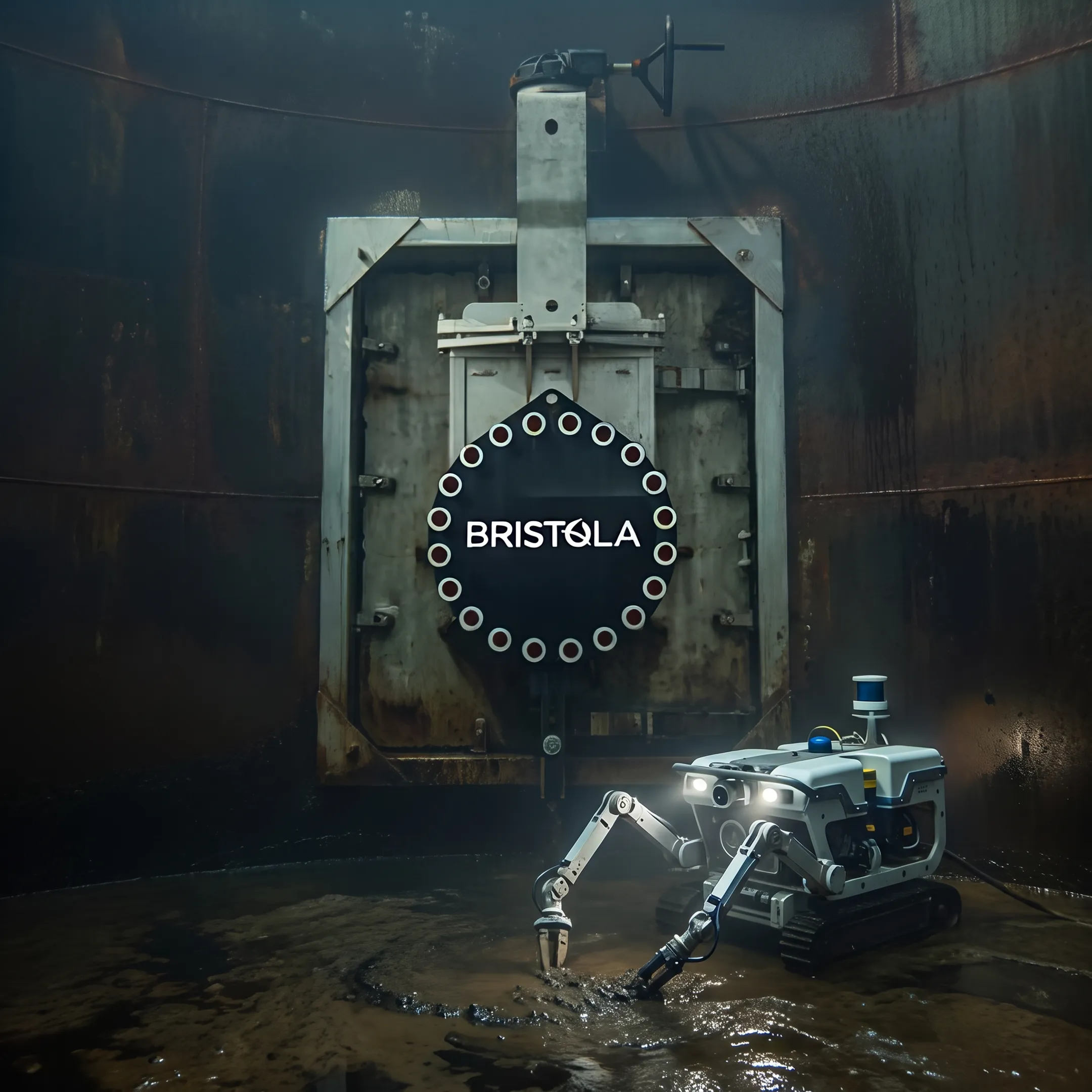 Robotic system cleaning an industrial oil storage tank