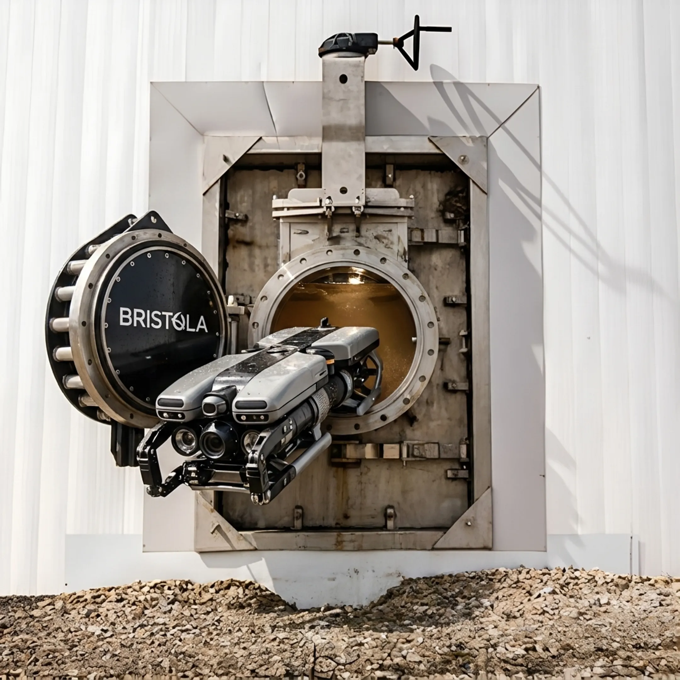 Robotic system entering an active industrial storage tank