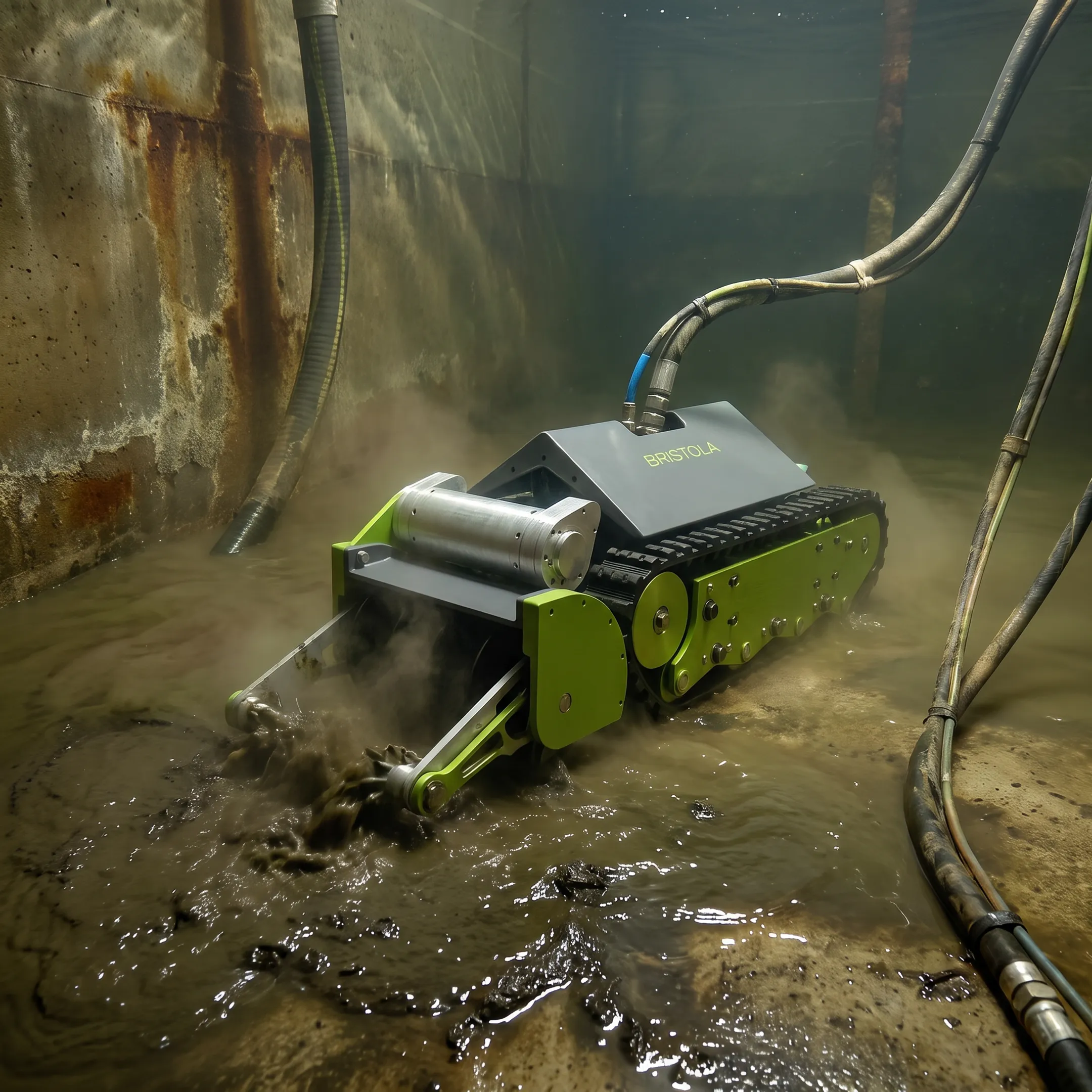 Robotic system cleaning an industrial underground storage tank