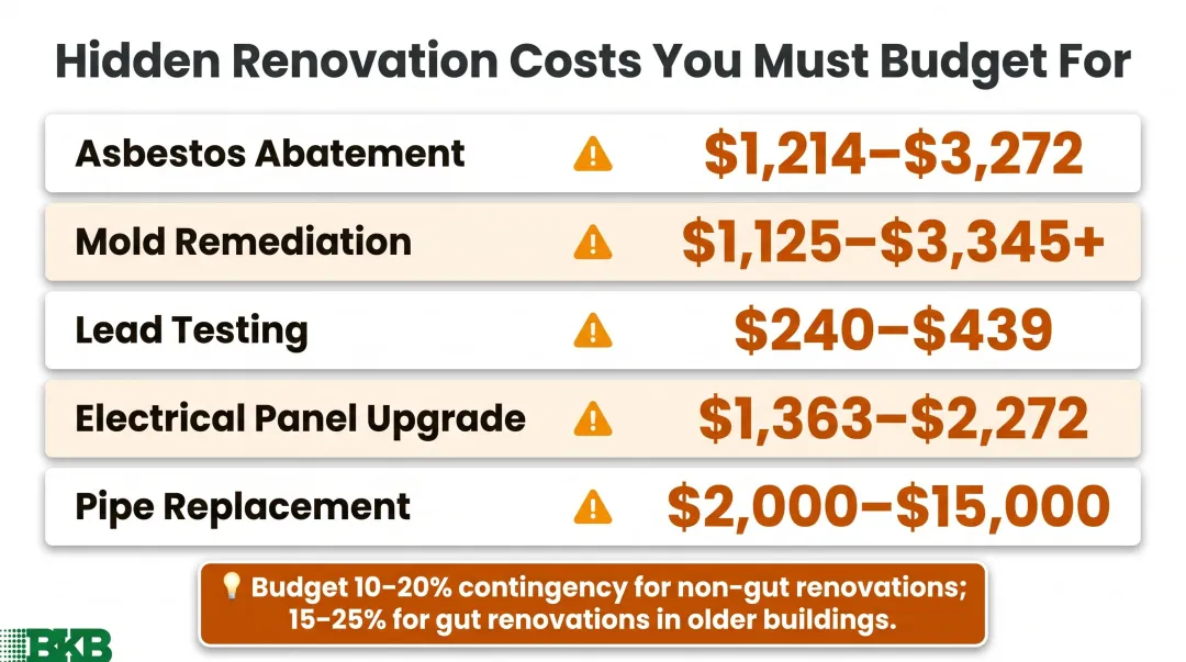 Hidden bathroom renovation costs contingency breakdown for NYC and NJ older buildings