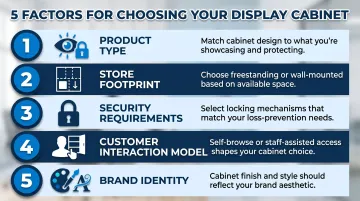 Five-factor display cabinet selection checklist for NJ and NYC retail store owners