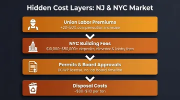 NYC NJ granite installation hidden cost drivers union labor building fees disposal