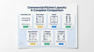 7 commercial kitchen layout types comparison chart for NYC and NJ restaurants