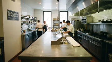 Caesarstone quartz countertop installation in NYC commercial kitchen or restaurant space