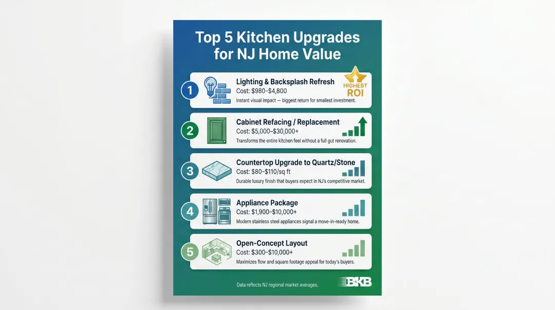 5 kitchen renovation upgrades ranked by ROI for NJ home sellers