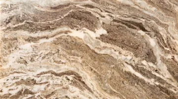 Fantasy Brown granite slab with flowing beige white and brown veining pattern