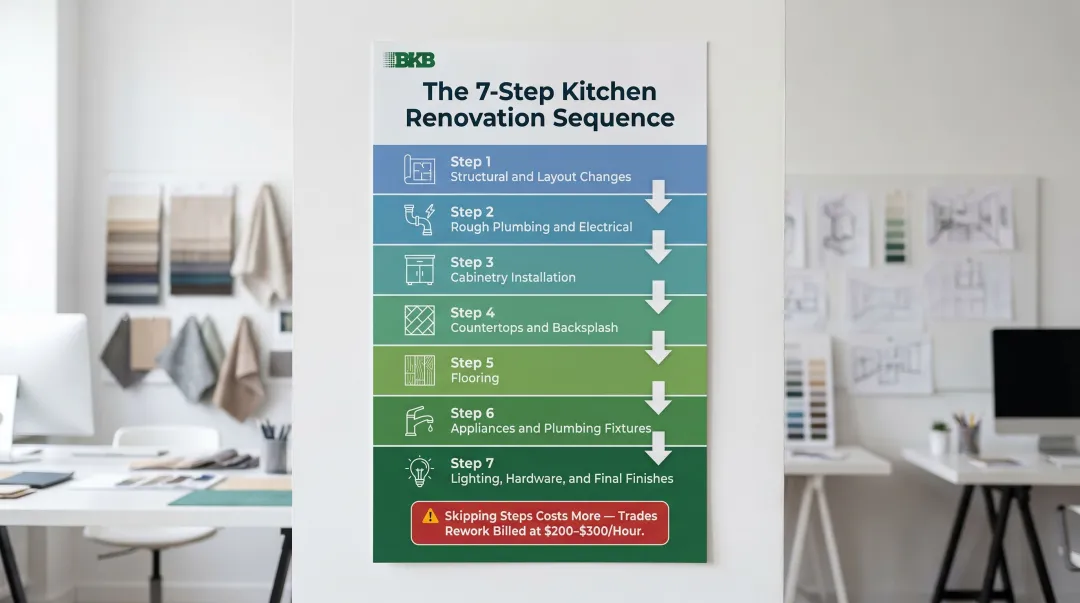 7-step kitchen renovation sequence process flow for NJ and NYC homeowners
