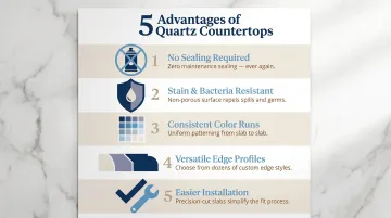 5 key practical advantages of quartz countertops over natural stone