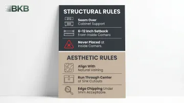 Granite countertop seam placement structural and aesthetic rules reference guide