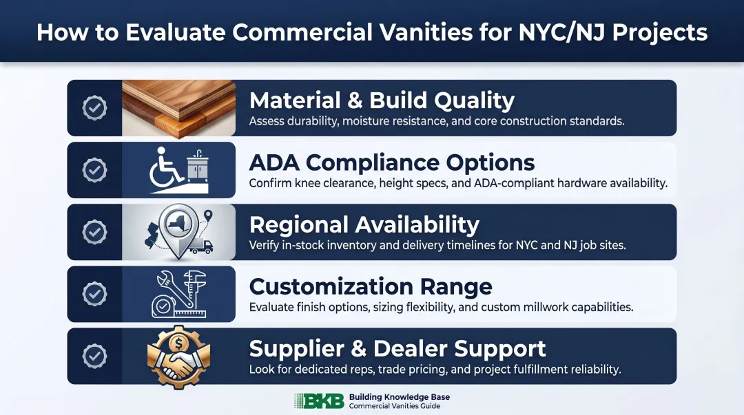 Five key selection criteria for commercial bathroom vanities NYC NJ projects