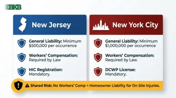NJ versus NYC contractor insurance requirements comparison side-by-side infographic