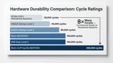 Hardware cycle rating comparison chart from 25000 residential baseline to 200000 commercial maximum