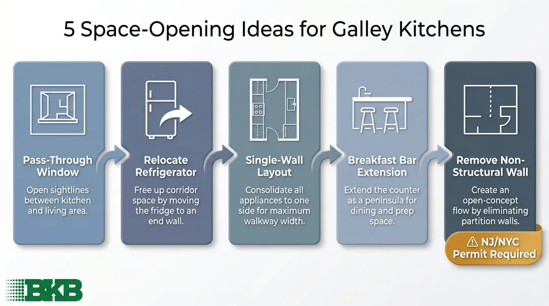 5 galley kitchen layout renovation ideas flow diagram for NJ NYC homes