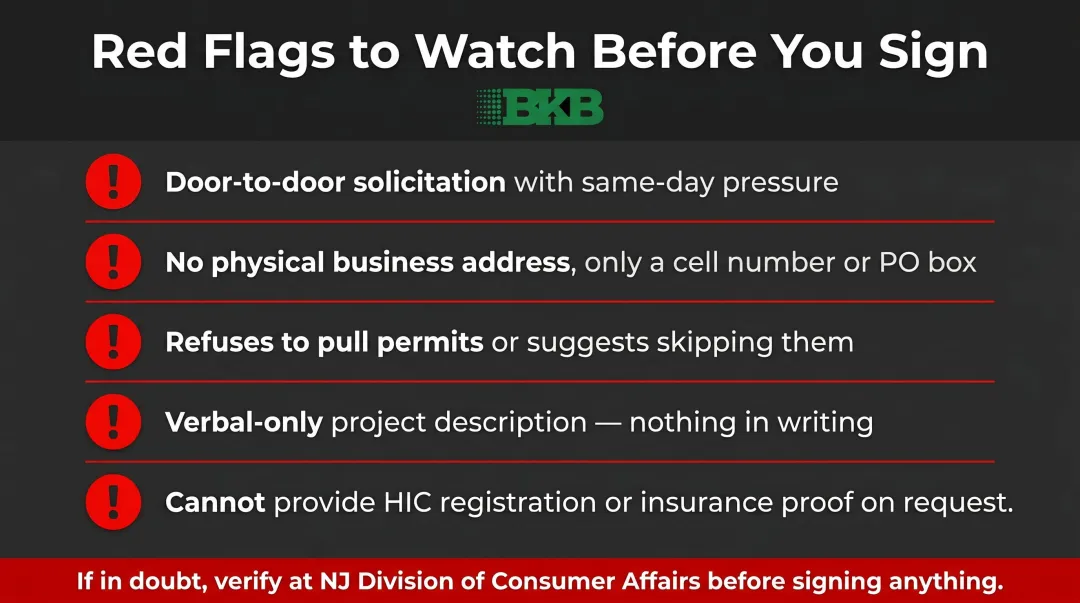 NJ contractor red flags warning checklist before signing remodeling contract