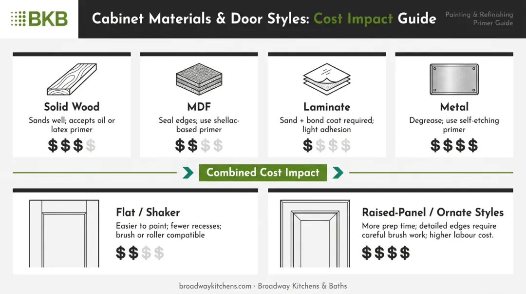 Cabinet door style and material impact on painting labor cost breakdown