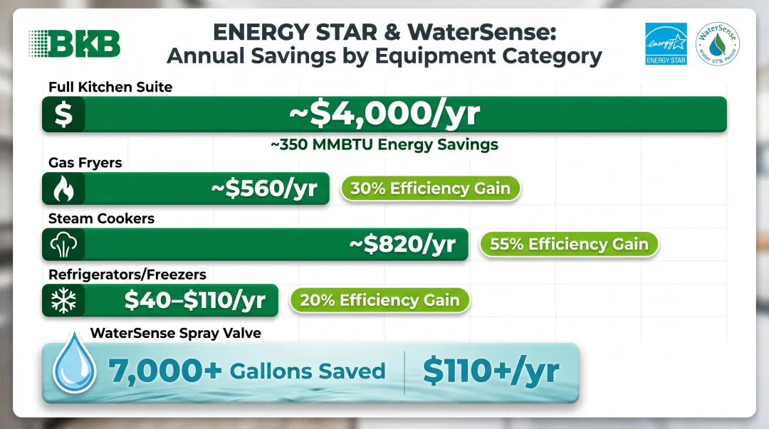 ENERGY STAR commercial kitchen equipment annual savings comparison by appliance type