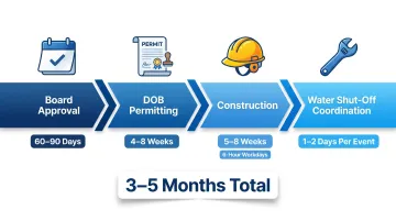 NYC co-op bathroom renovation full project timeline from board approval to completion