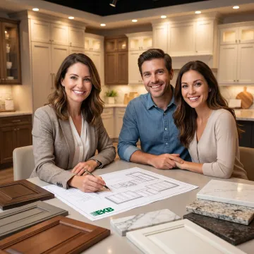 Designer reviewing kitchen renovation plans