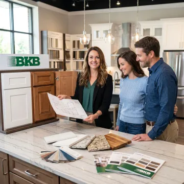 Designer reviewing kitchen renovation plans