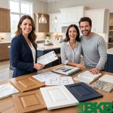 Designer reviewing kitchen renovation plans