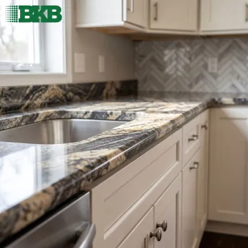 Installed granite countertop with finished edge detail