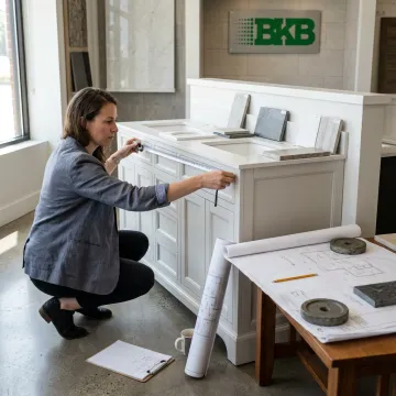 Designer measuring double sink vanity top