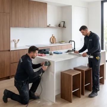 Installed quartz countertop in a modern Bergen County kitchen