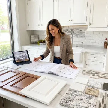 Designer reviewing kitchen renovation plans