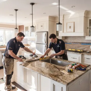 Granite countertop installation in a modern kitchen