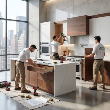 Commercial custom cabinetry installation in a modern NJ or NYC interior