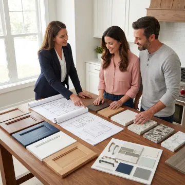 Designer reviewing kitchen remodel plans