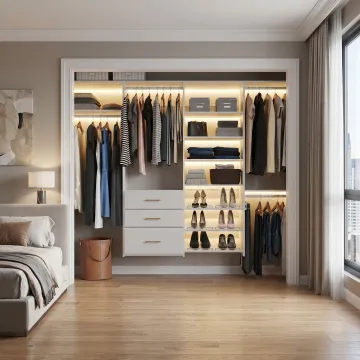 Custom walk-in closet installation in a Manhattan home