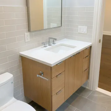 Small bathroom vanity with integrated sink