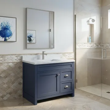 36 inch bathroom vanity with sink in a finished bathroom