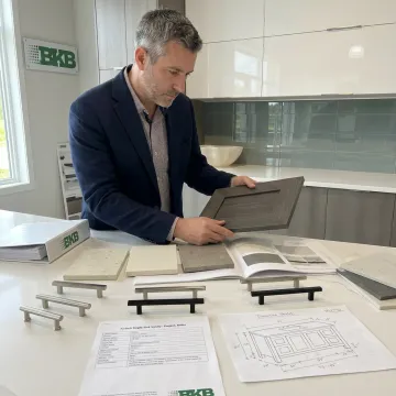 Designer reviewing vanity finishes