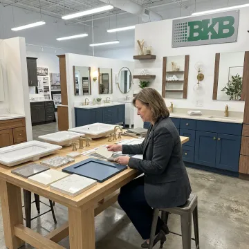 Designer reviewing double sink vanity materials