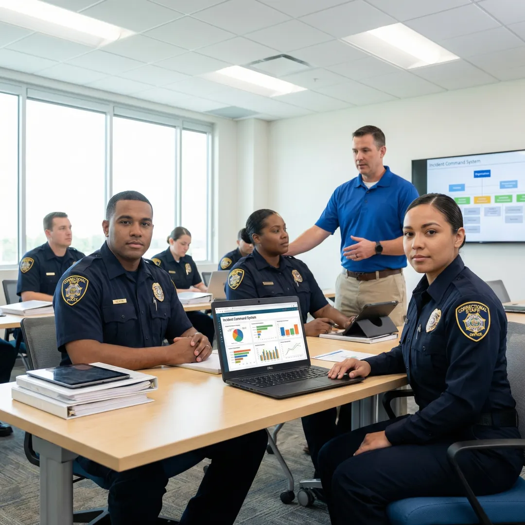 Correctional officers training on emergency management systems