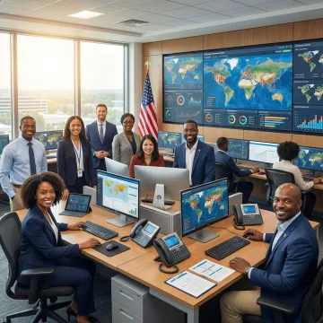 International emergency response team coordinating crisis management operations