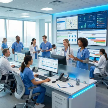 Hospital staff coordinating emergency response using NIMS-compliant incident management software