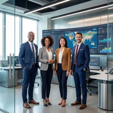 Enterprise team coordinating emergency response using crisis management software dashboard