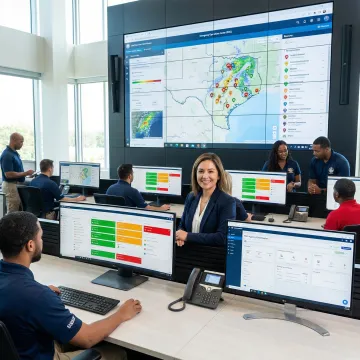 Emergency managers coordinating response using incident management software