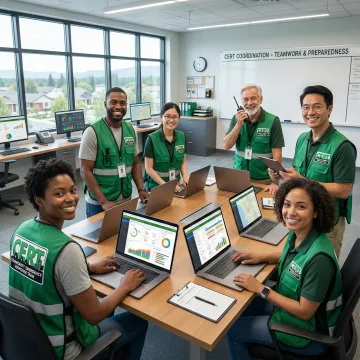 Community Emergency Response Team members using BCG incident management software during training exercise