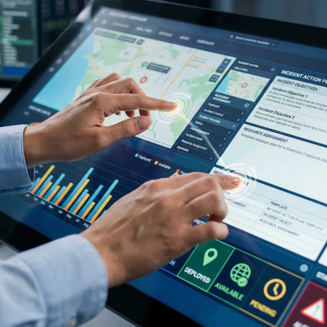 Emergency management professional configuring incident management dashboard